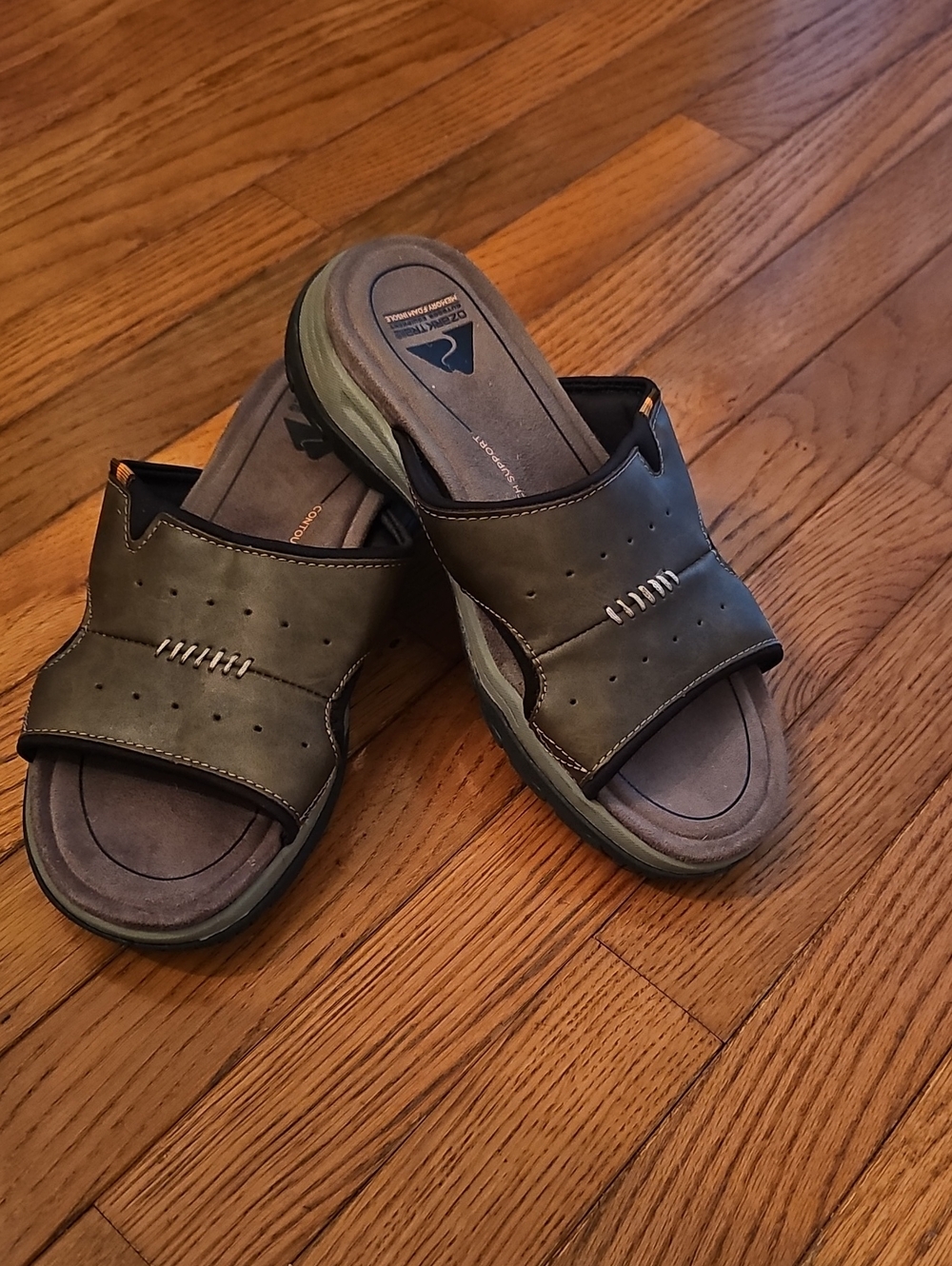 Ozark Trail Men's Leather Slide Sandals with Brown Trim